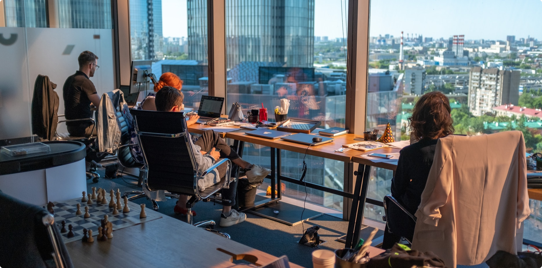 Office space with people working